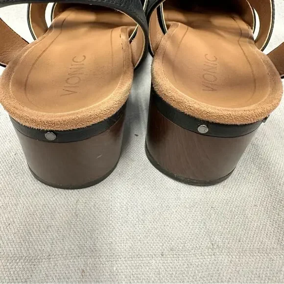 Vionic Faye black leather t strap closed toe clog US Size 9 Euro 41 - Picture 14 of 15